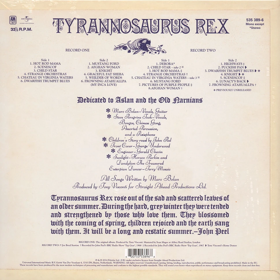 Tyrannosaurus Rex - My People Were Fair and Had Sky in Their Hair ... But Now They're Content to Wear Stars on Their Brows