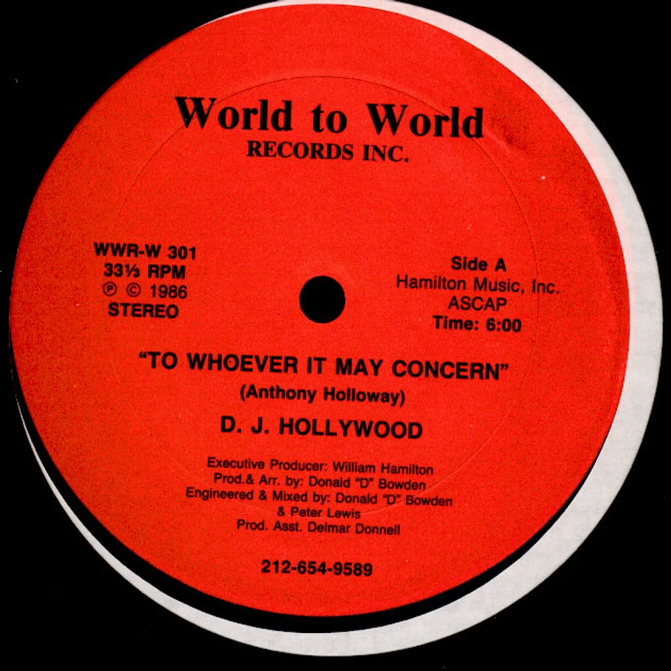DJ Hollywood - To Whoever It May Concern