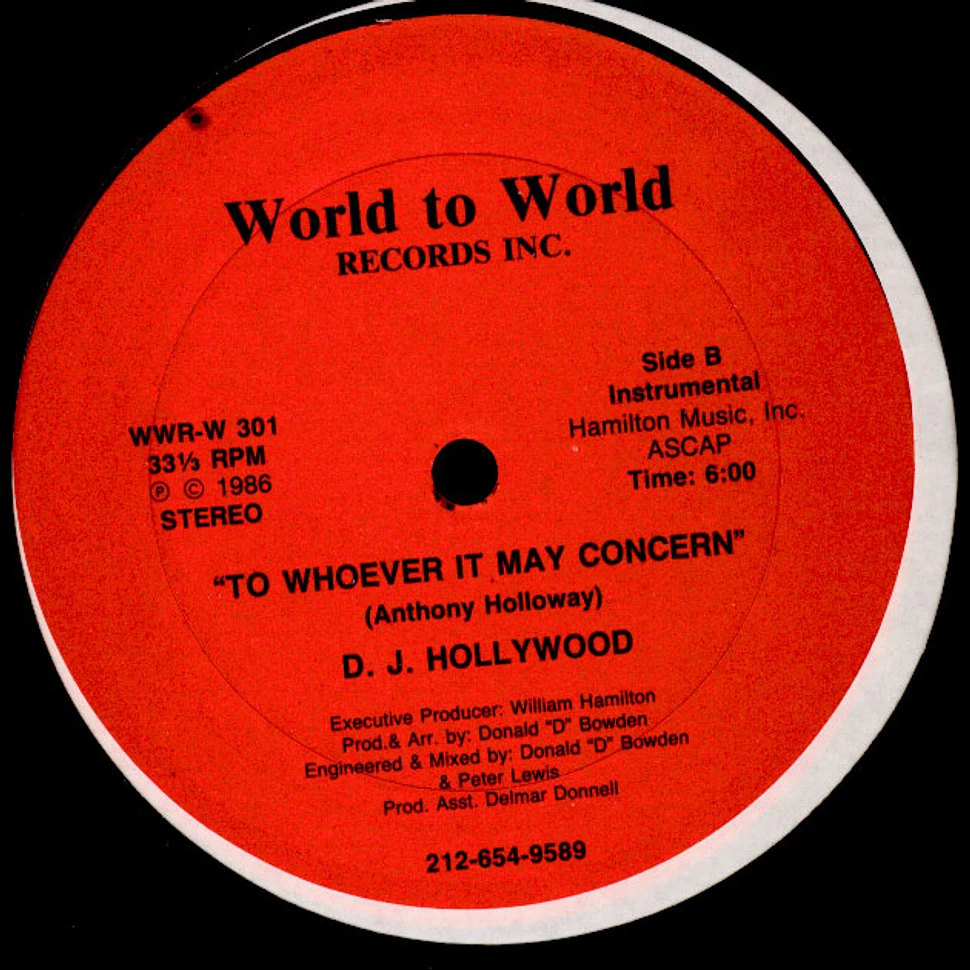 DJ Hollywood - To Whoever It May Concern