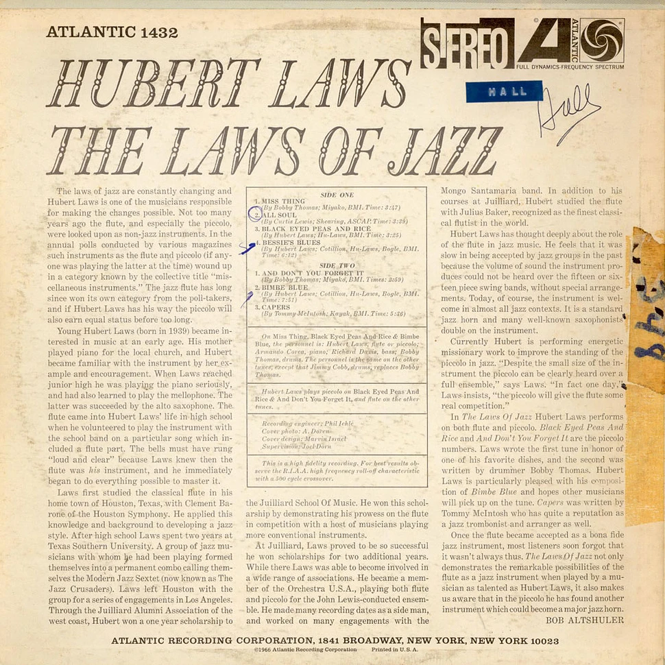 Hubert Laws - The Laws Of Jazz