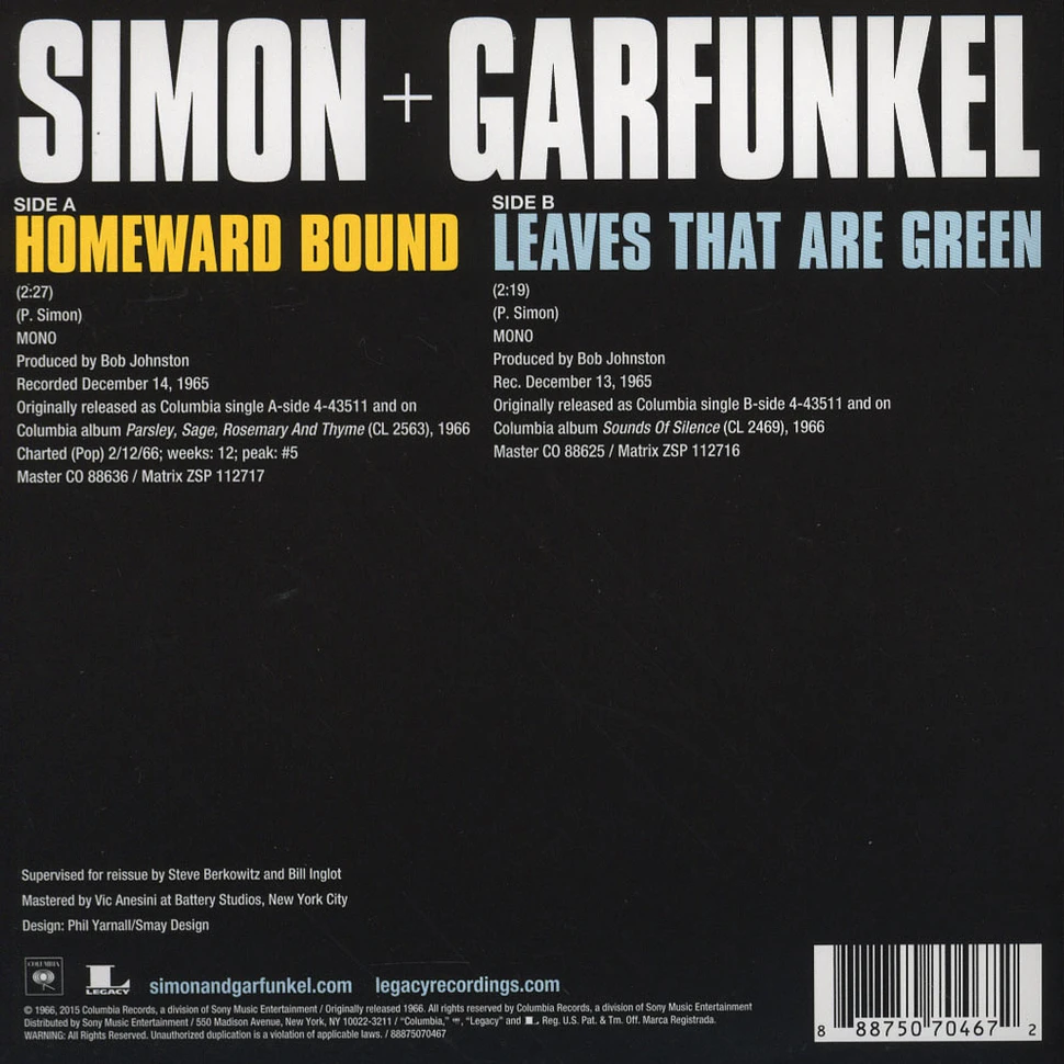 Simon & Garfunkel - Homeward Bound b/w Leaves That Are Green
