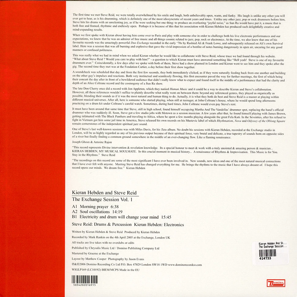 Kieran Hebden And Steve Reid - The Exchange Session Vol. 1