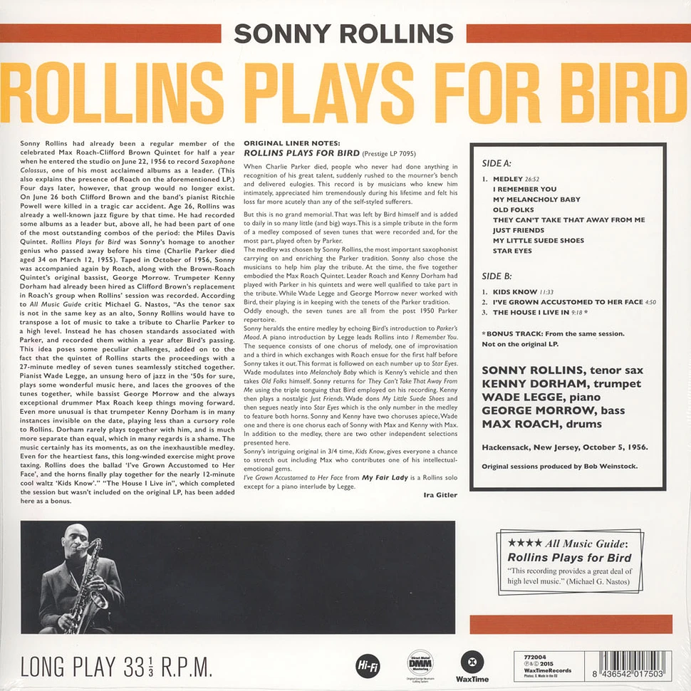 Sonny Rollins - Rollins Plays For Bird