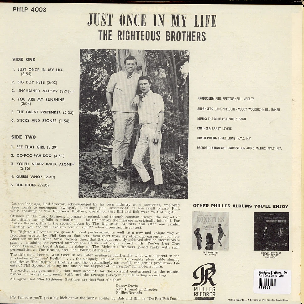 The Righteous Brothers - Just Once In My Life