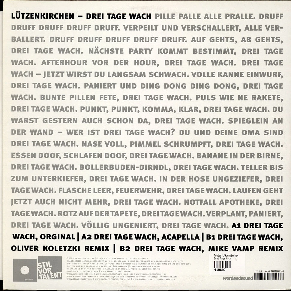 Tobias Lützenkirchen - Drei Tage Wach