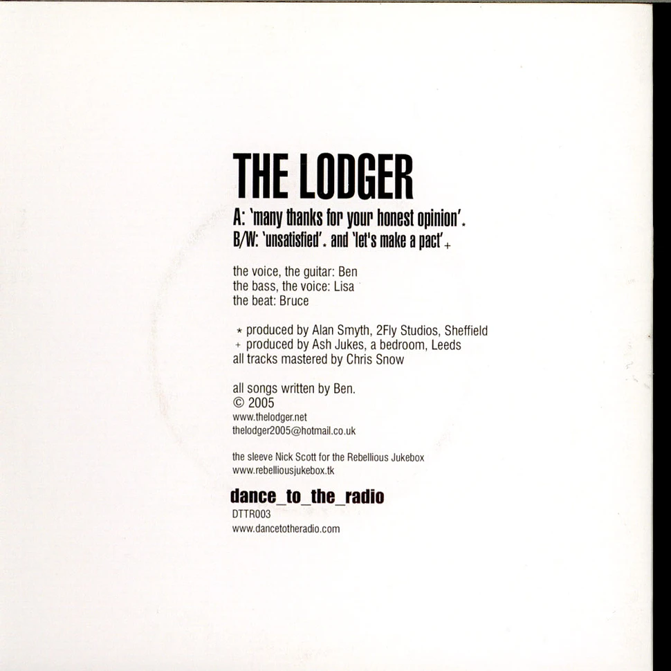 The Lodger - Many Thanks For Your Honest Opinion