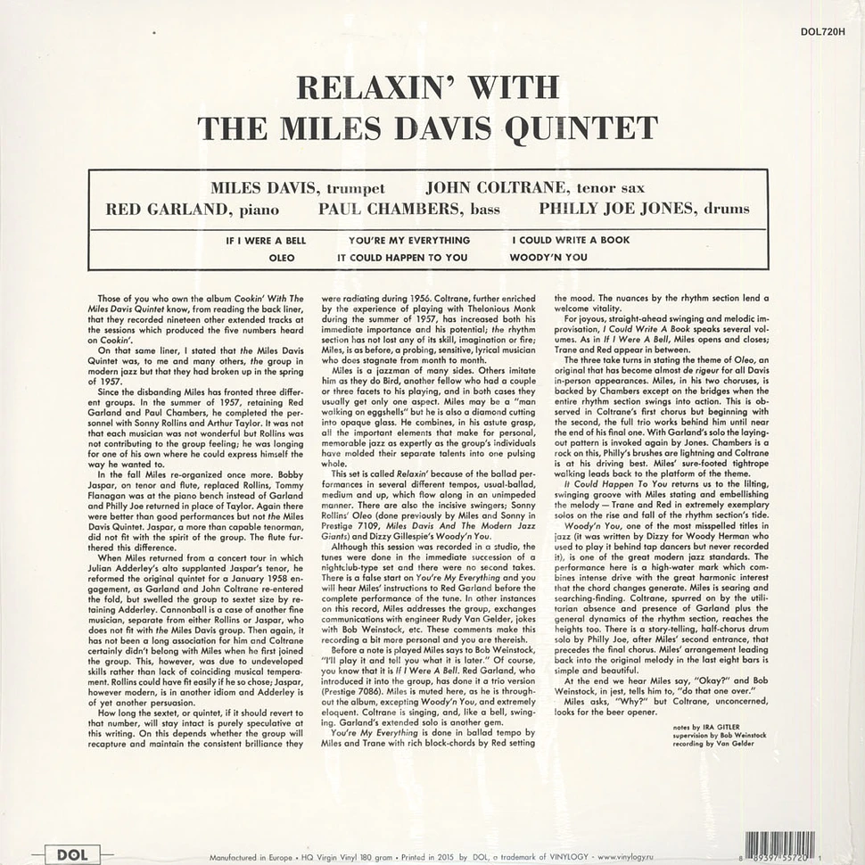Miles Davis - Relaxin' 180g Vinyl Edition