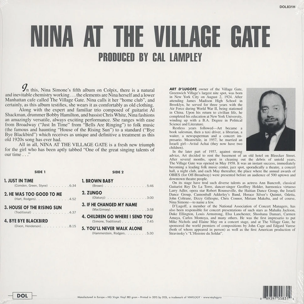 Nina Simone - At The Village Gate 180g Vinyl Edition