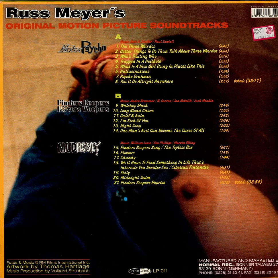 V.A. - Russ Meyer's Mudhoney / Finders Keepers Lovers Weepers / Motorpsycho (Original Motion Picture Soundtracks)
