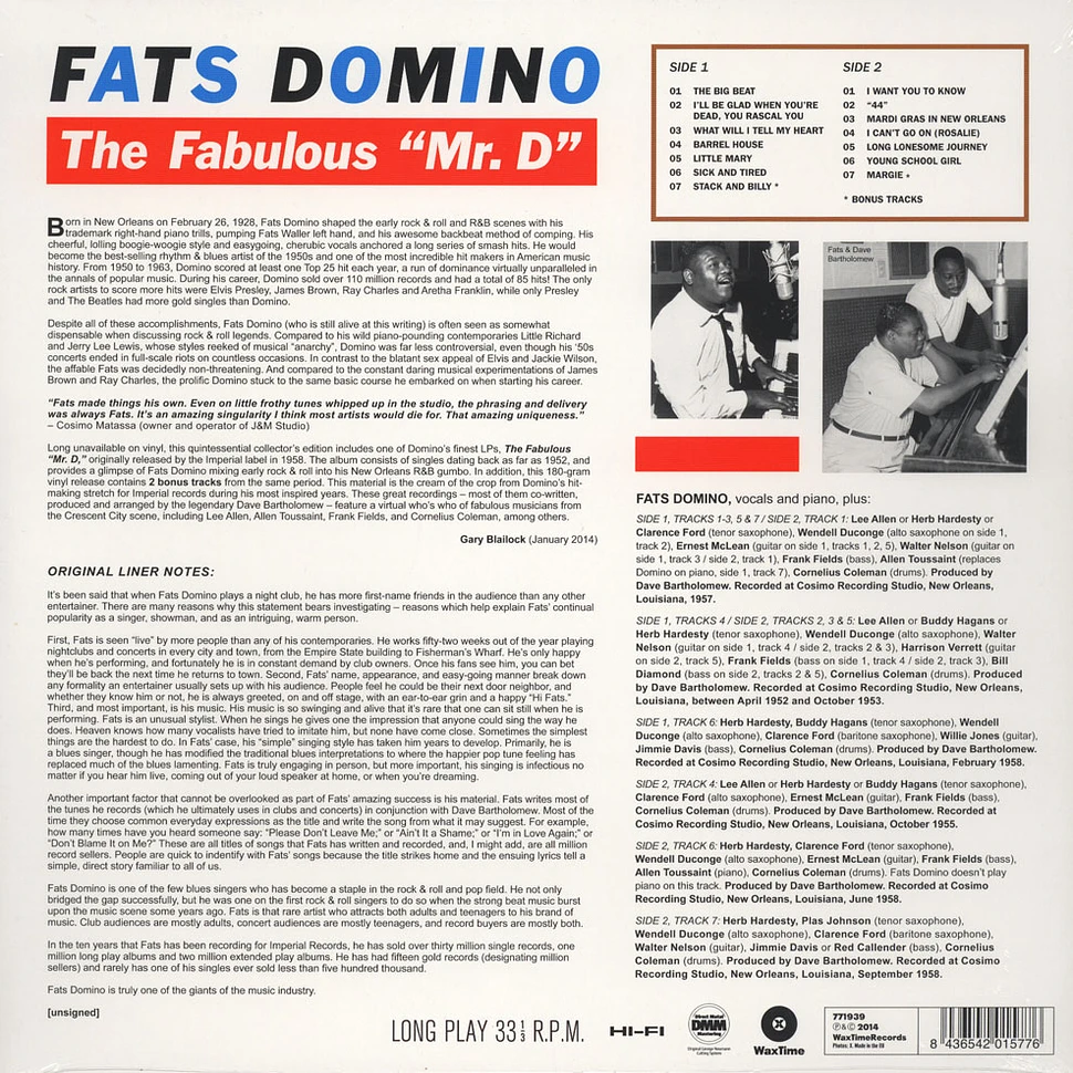 Fats Domino - The Fabulous Mr D