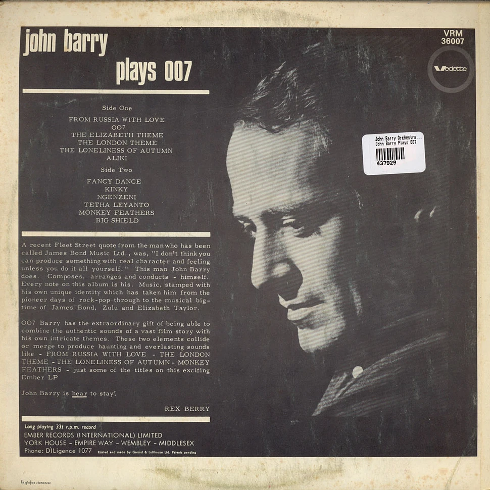 The John Barry Orchestra - John Barry Plays 007