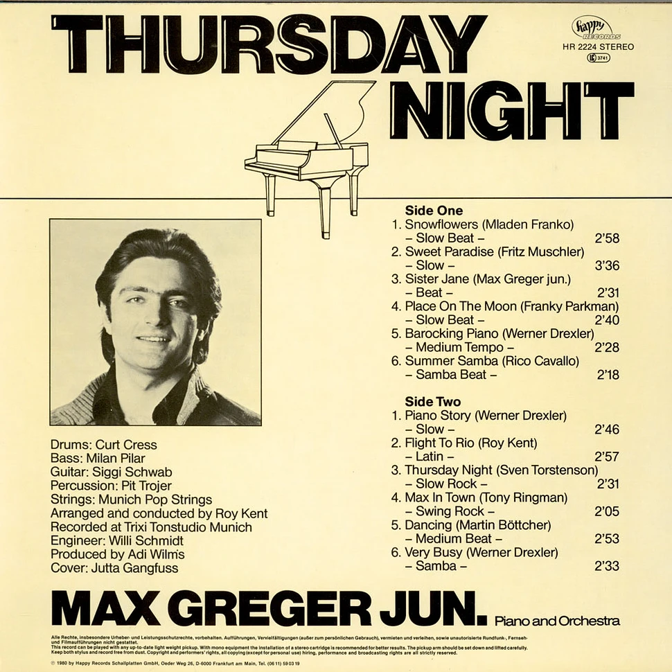 Max Greger Jr. - Thursday Night