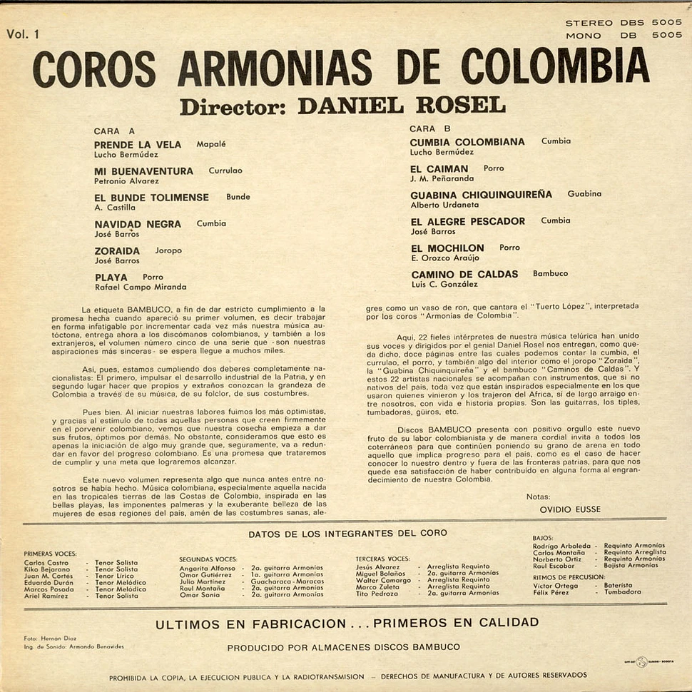 Coros Armonias De Colombia - Coros Armonias De Colombia, Vol. 1