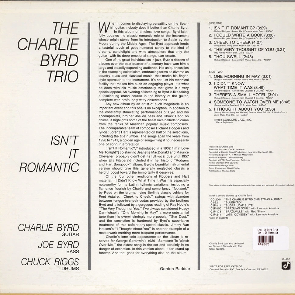 Charlie Byrd Trio - Isn't It Romantic