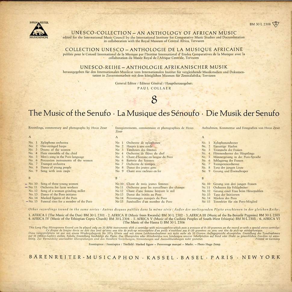 Senufo - An Anthology Of African Music 8 (The Music Of The Senufo)