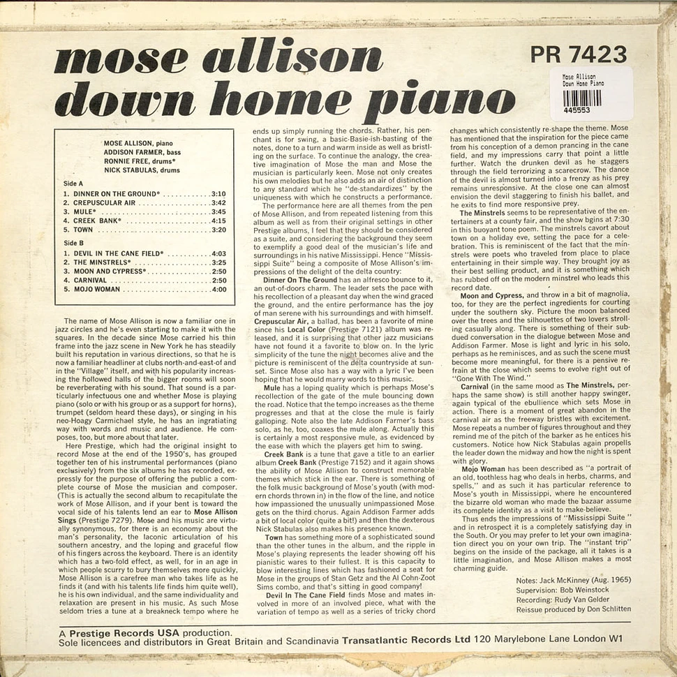 Mose Allison - Down Home Piano