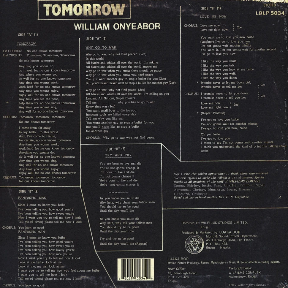 William Onyeabor - Tomorrow