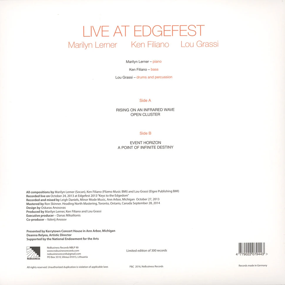 Marilyn Lerner, Ken Filiano & Lou Grassi - Live At Edgefest