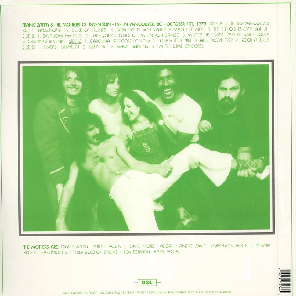 Frank Zappa & The Mothers Of Invention - Live In Vancouver, BC - October 1St, 1975 CKGM-FM 180g Vinyl Edition