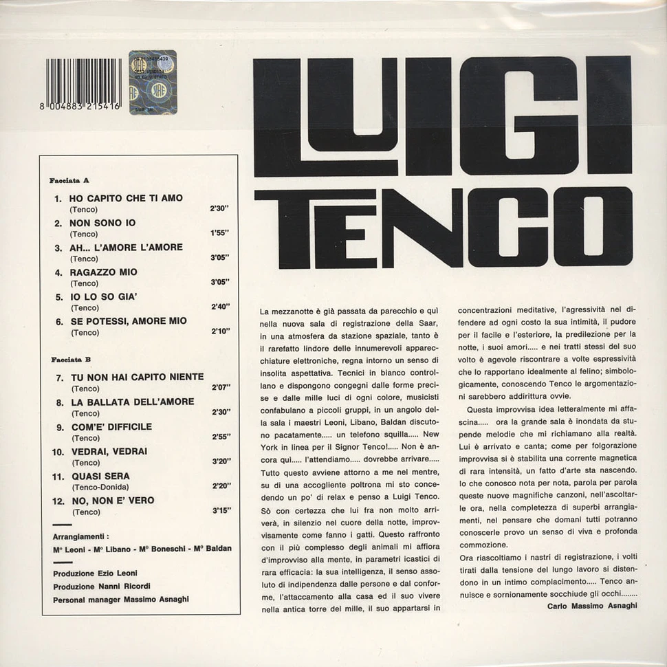 Luigi Tenco - Luigi Tenco Clear Red Vinyl Edition