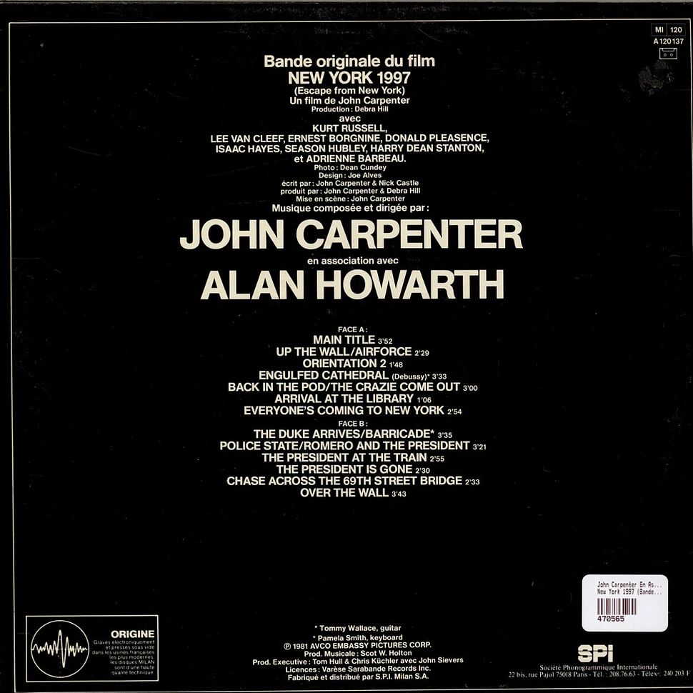 John Carpenter En Association Avec Alan Howarth - New-York 1997 (Bande Originale Du Film)