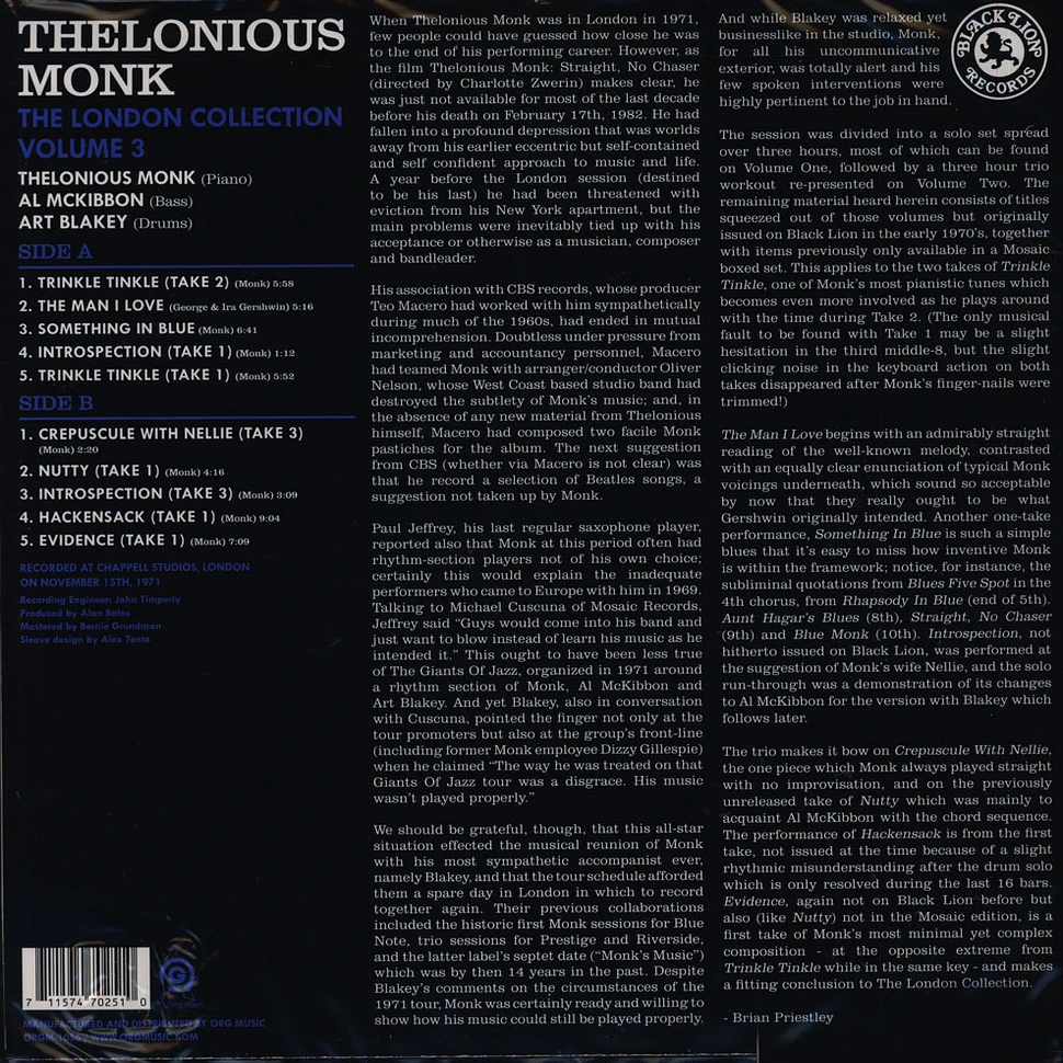 Thelonious Monk - London Collection, Volume 3