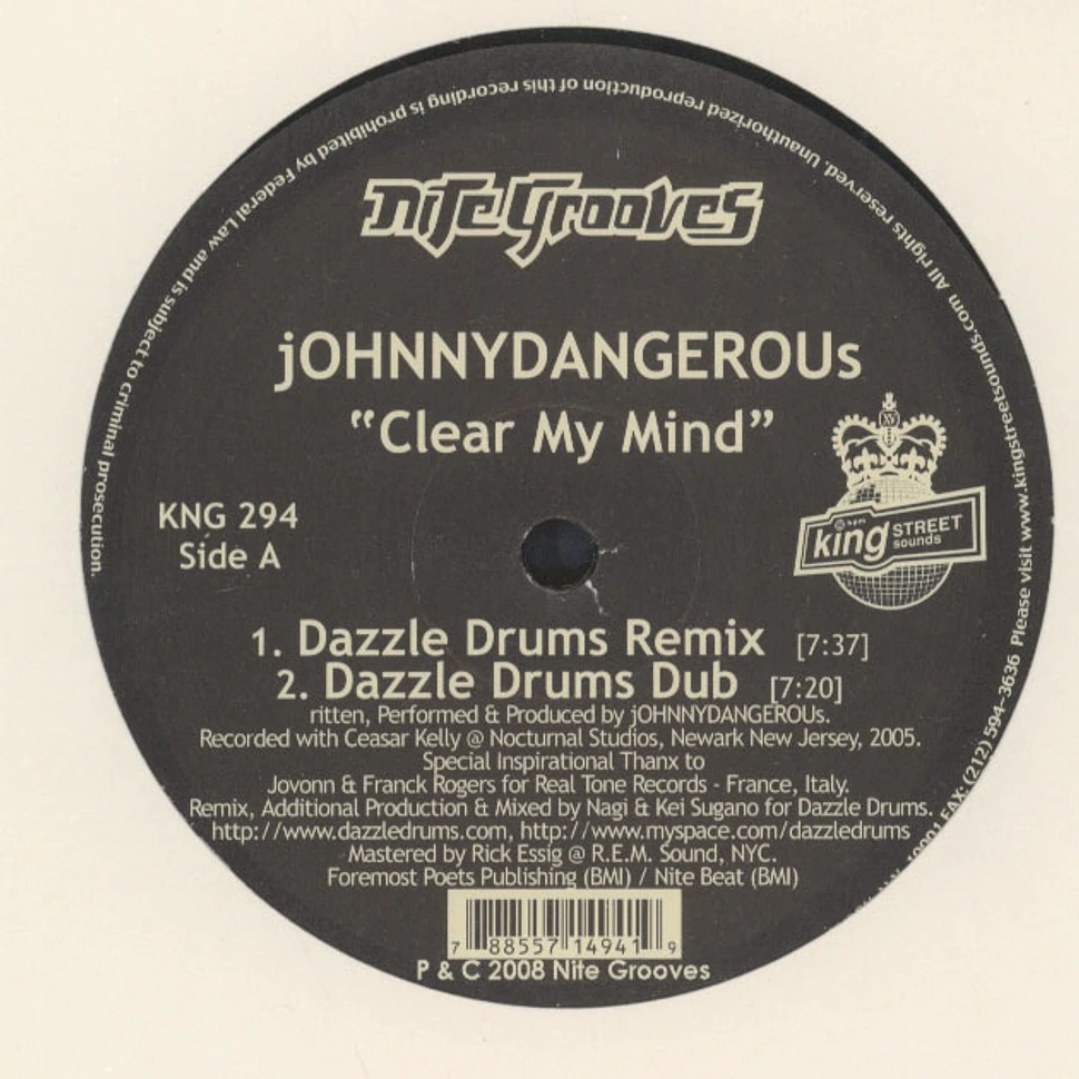 Johnny Dangerous - Clear My Mind