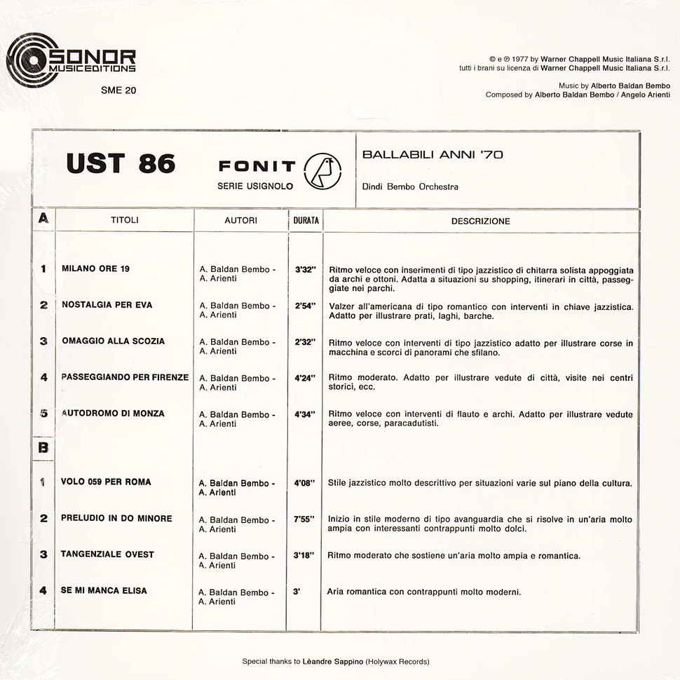 Dindi Bembo Orchestra - UST 86 (Ballabili Anni '70)
