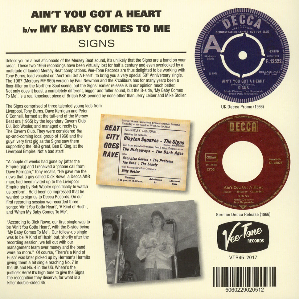 Signs - Ain't You Got A Heart / My Baby Comes To Me