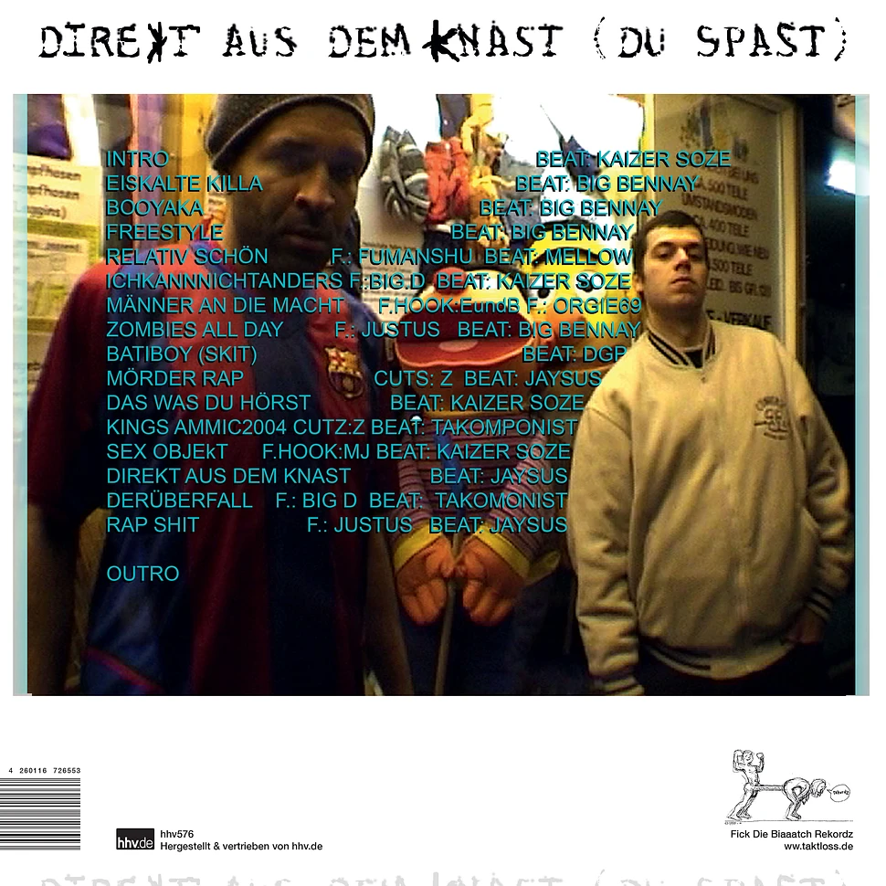 Taktloss & Jack Orsen - Direkt Aus Dem Knast (Du Spast) Black Vinyl Edition