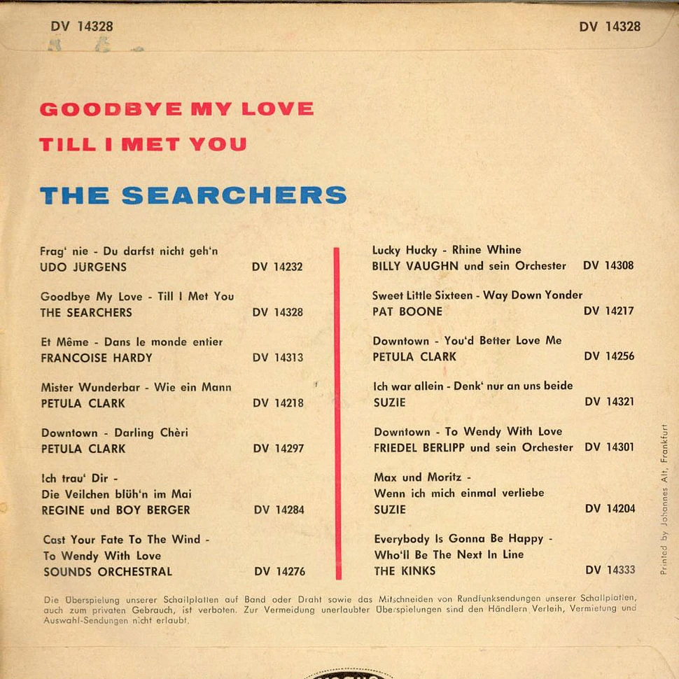 The Searchers - Goodbye My Love / Till I Met You