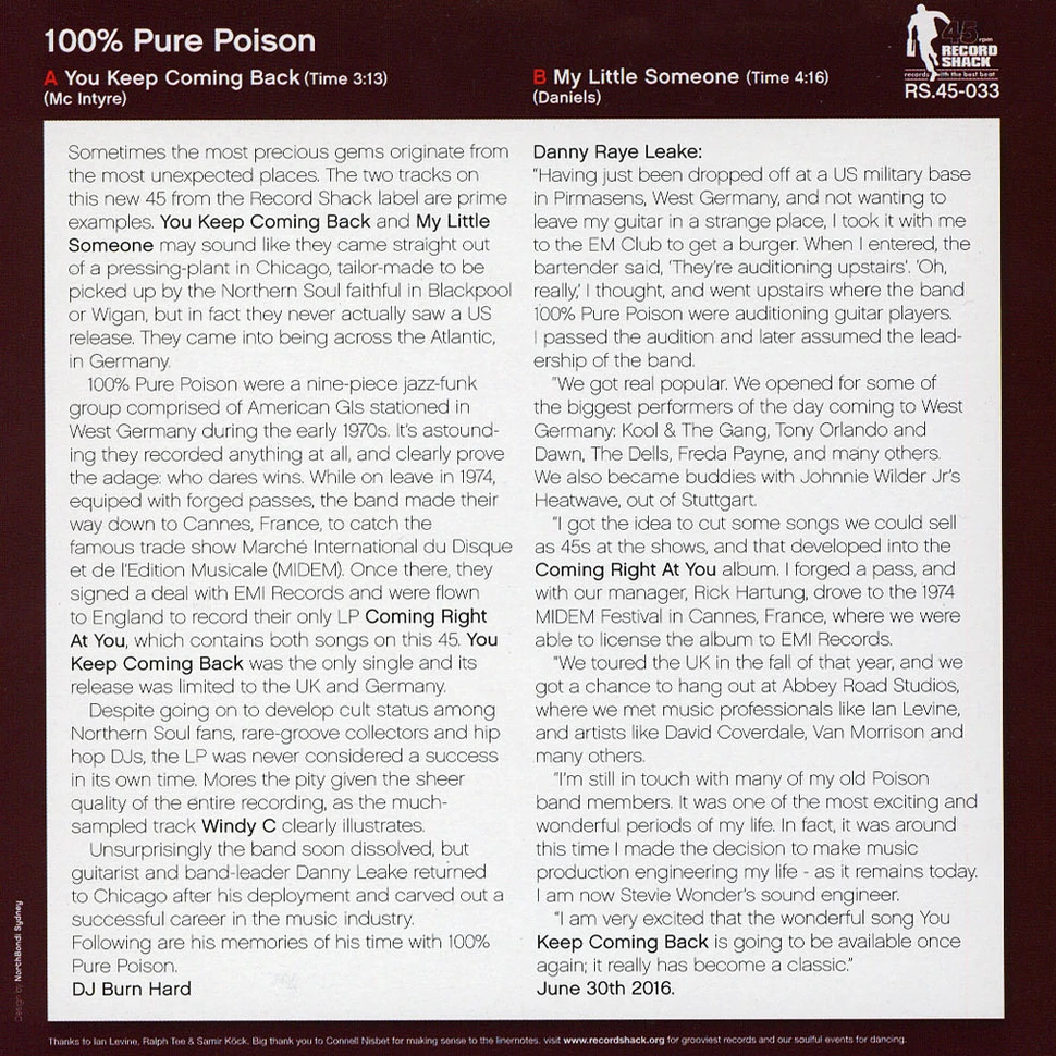 100% Pure Poison - You Keep Coming Back