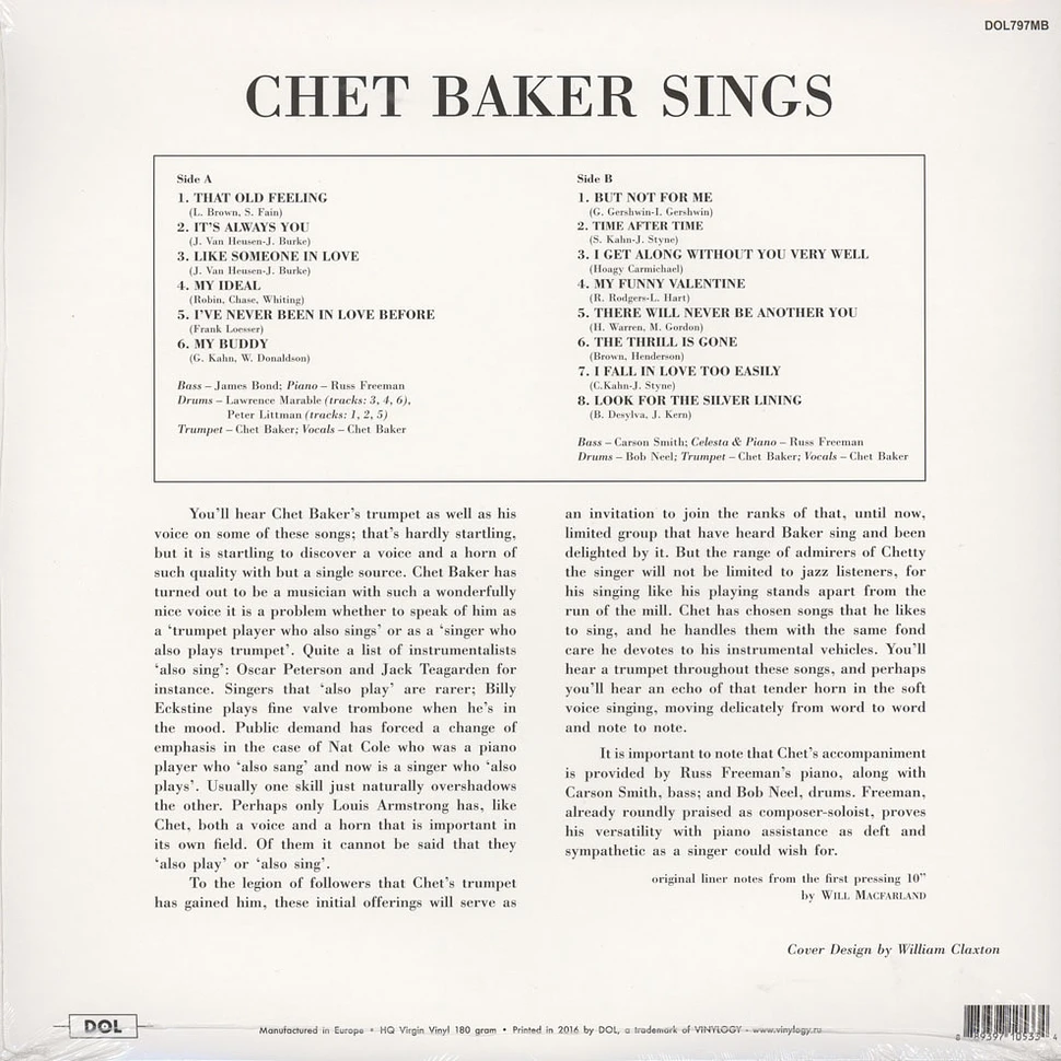 Chet Baker - Sings Colored Vinyl Edition