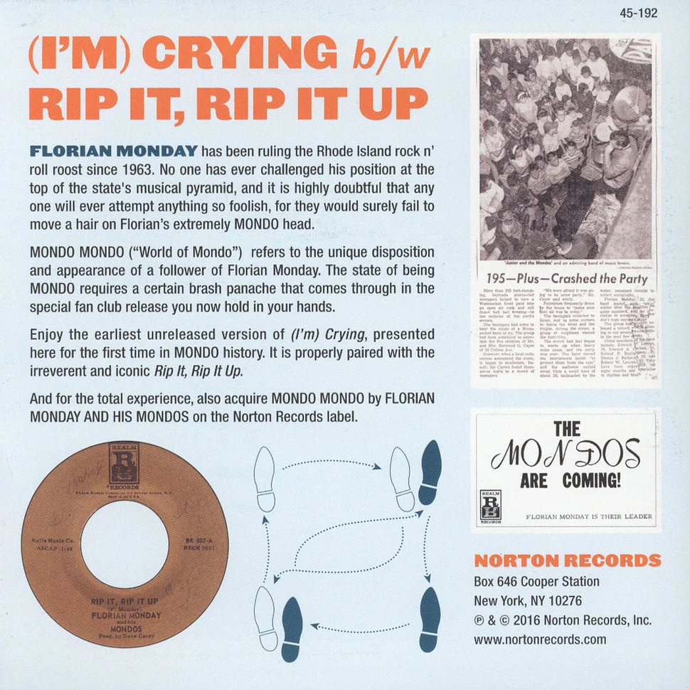 Florian Monday & His Mondos - I'm Crying / Rip It Rip It Up