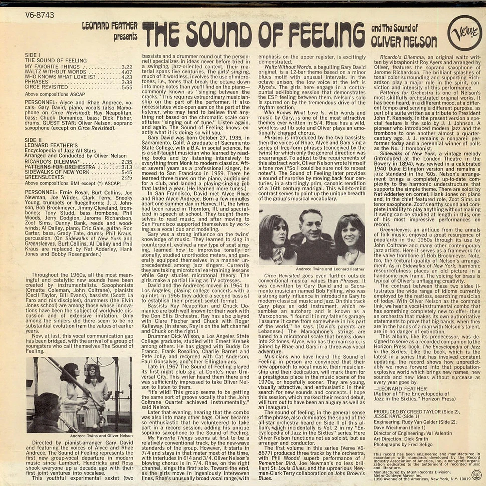 Oliver Nelson, The Sound Of Feeling - Leonard Feather Presents The Sound Of Feeling And The Sound Of Oliver Nelson