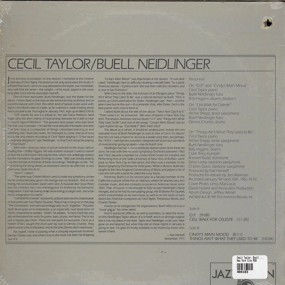 Cecil Taylor / Buell Neidlinger - New York City R&B