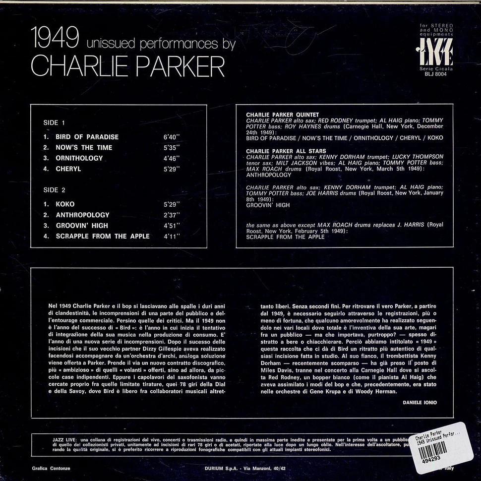 Charlie Parker - 1949 Unissued Performances