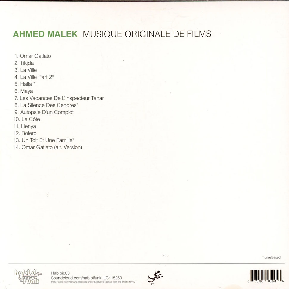 Ahmed Malek = Ahmed Malek - موسيقى أصلية للأفلام = Musique Originale De Films