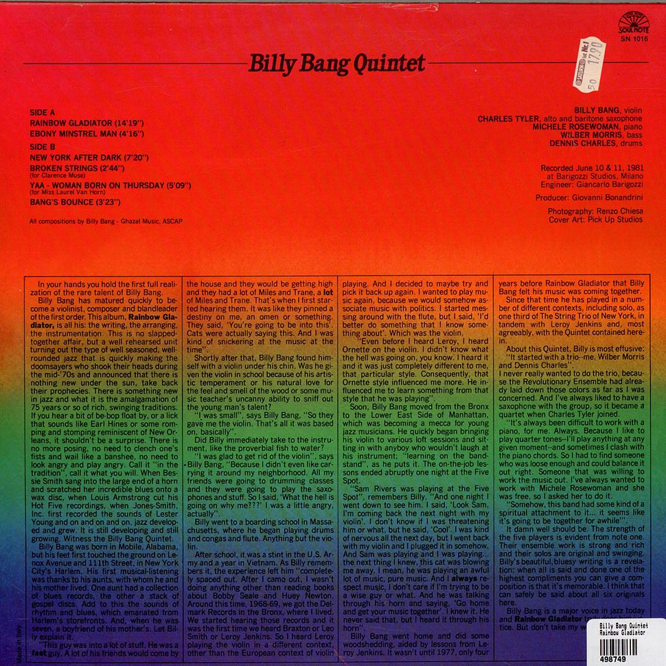 Billy Bang Quintet - Rainbow Gladiator