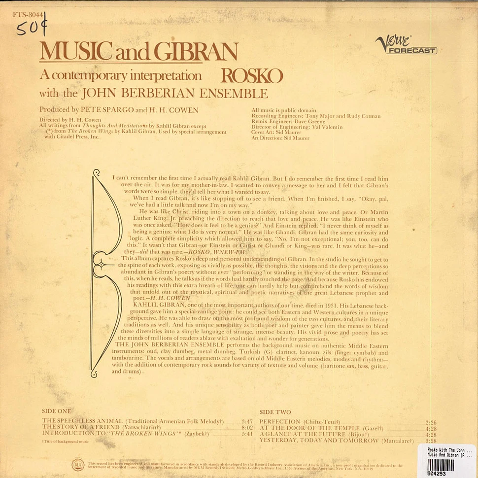 Rosko - Music And Gibran (A Contemporary Interpretation)