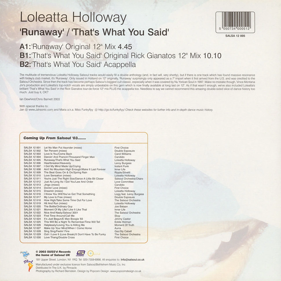 Loleatta Holloway - Runaway / That's What You Said