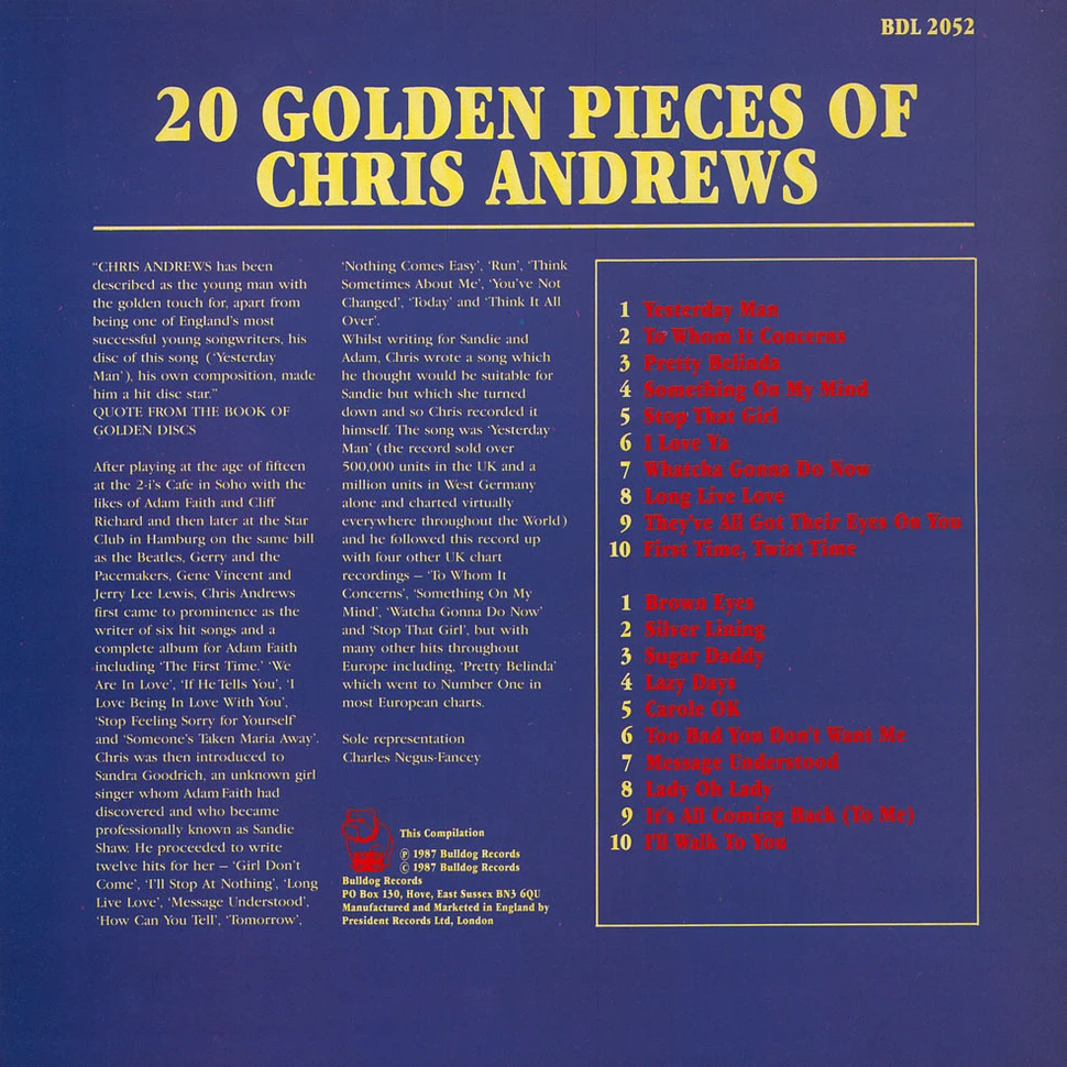 Chris Andrews - 20 Golden Pieces