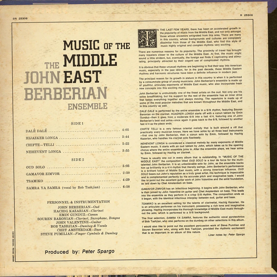 The John Berberian Ensemble - Music Of The Middle East