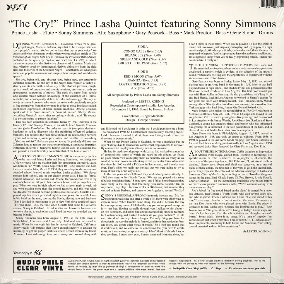 Prince Lasha Quintet - The Cry! Feat. Sonny Simmons