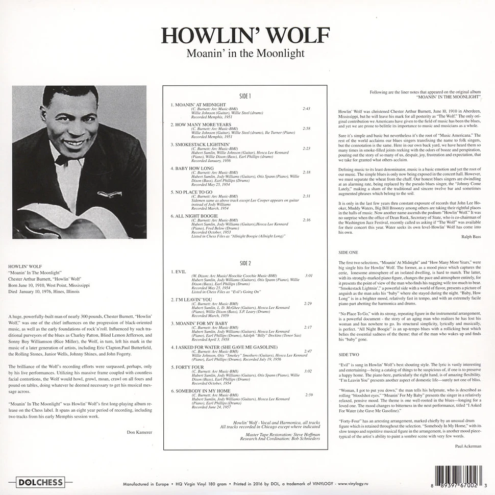 Howlin' Wolf - Moanin' In The Moonlight Picture Disc