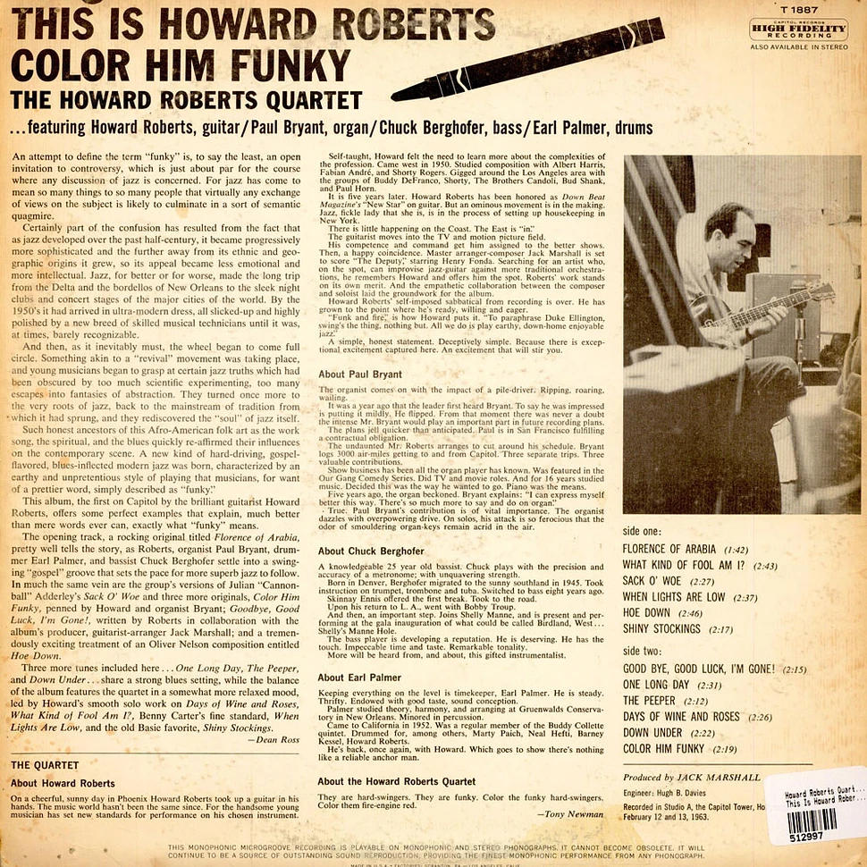 The Howard Roberts Quartet - This Is Howard Roberts Color Him Funky