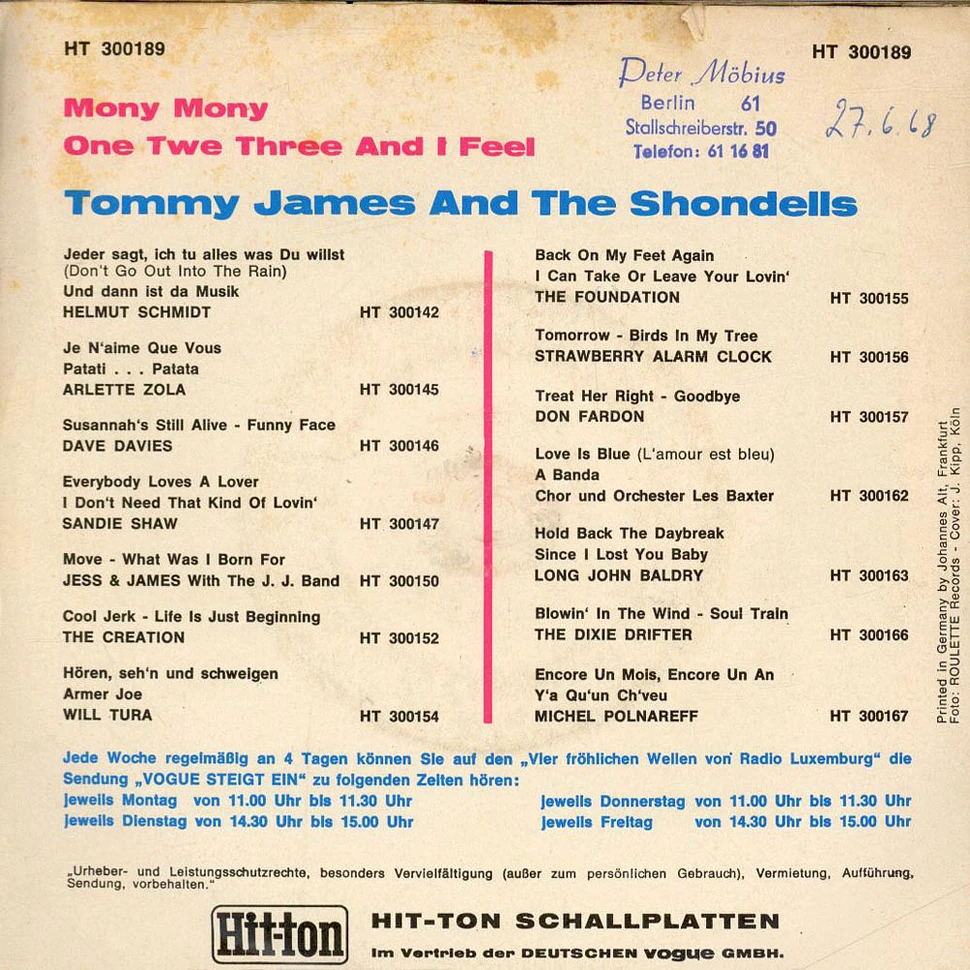 Tommy James & The Shondells - Mony Mony