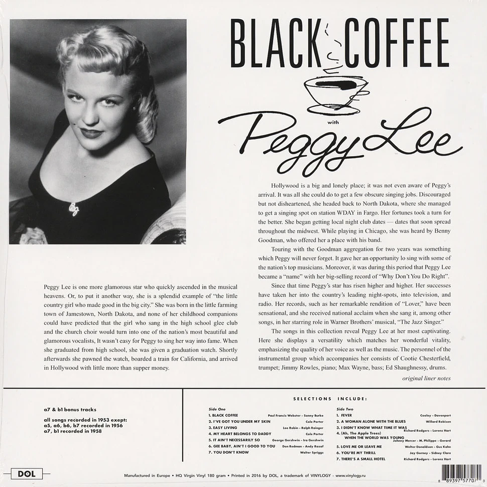 Peggy Lee - Black Coffee And Fever