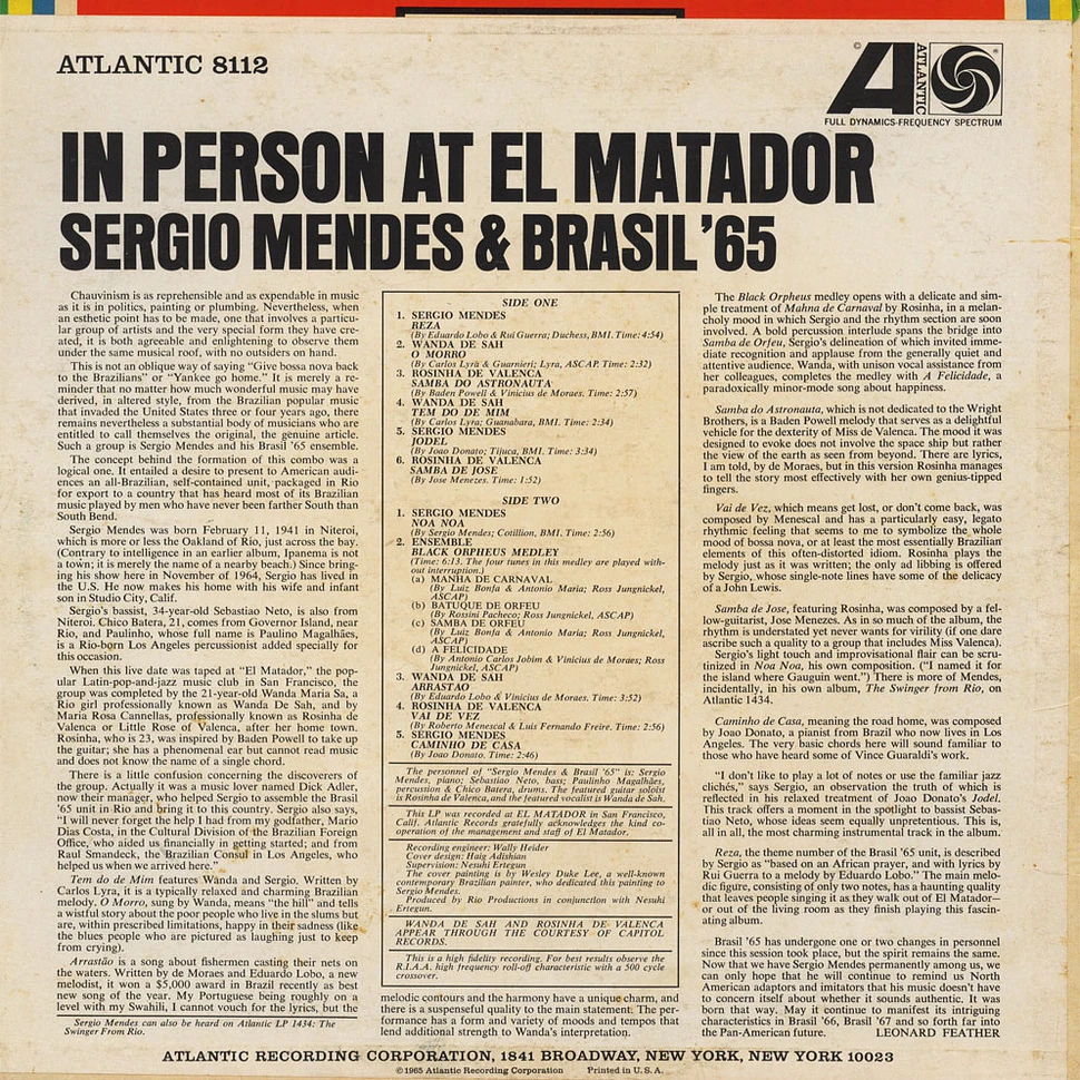 Sérgio Mendes & Brasil '65 - In Person At El Matador