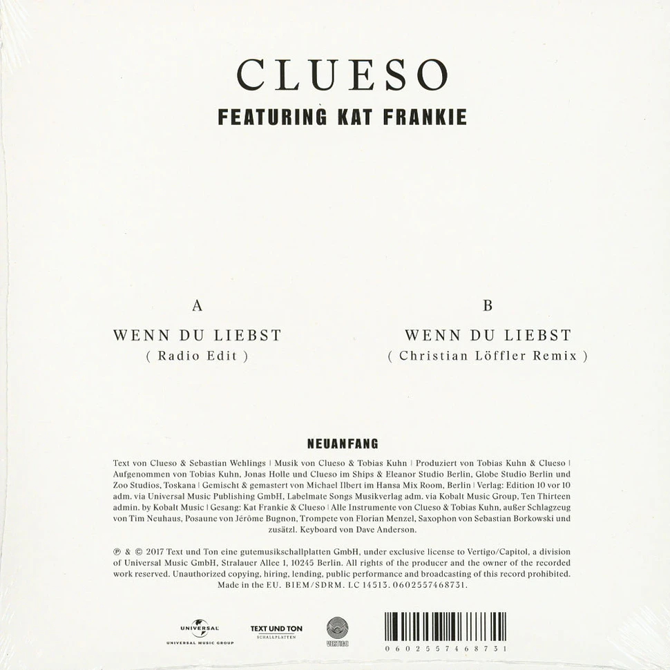 Clueso & Kat Frankie - Wenn Du Liebst Signed Edition